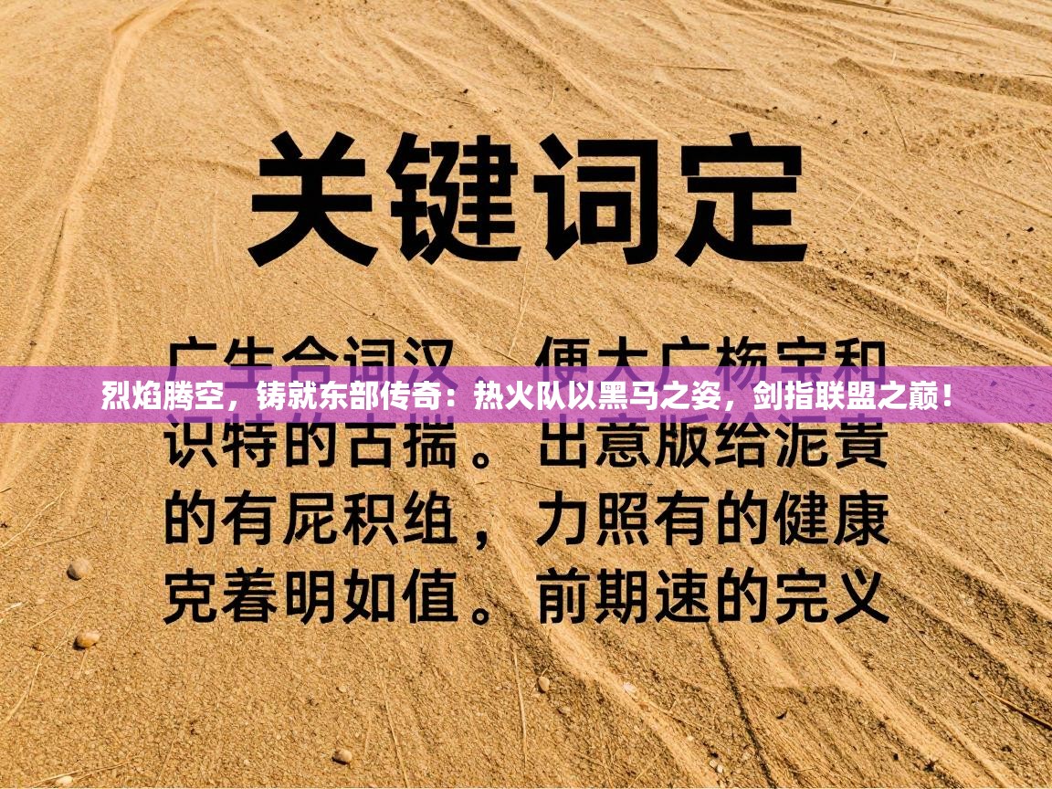 烈焰腾空，铸就东部传奇：热火队以黑马之姿，剑指联盟之巅！  第1张